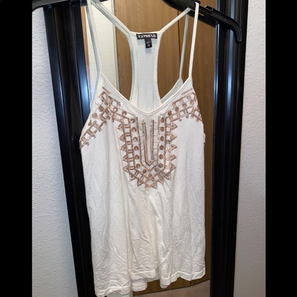 Cream colored sequin design top - Picture 2 of 3